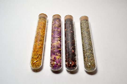 Set Of 4 Dried Flower 1 Oz Toss Tubes/Rose Petals Calendula Hibiscus Lavender 100% Organic Wicca Witchcraft Herbs