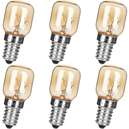 Soekavia - 6 Pack Salt Lamp Light Bulbs,25W T25 E14 230-240V Dimmable Clear Appliance Light Bulbs for Microwave/co.ukidge/Himalayan Salt