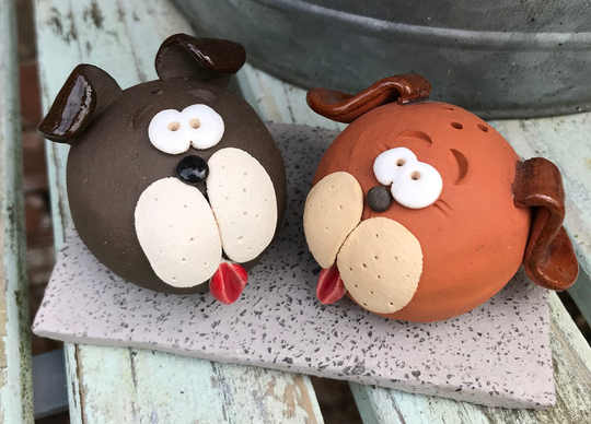 Dog Salt & Pepper Pots, Handmade By Darwinworkshop