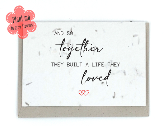Plantable Seed Card, Romantic, Husband, Wife, Together They Built A Life, Eco-Friendly, Wedding Anniversary Happy Couple