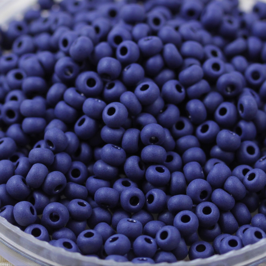 70G 6/0 Matte Dark Navy Blue Czech Seed Beads, Loose Beads, Frosted Finish, Fabulous Beached Glass Effect, Deep Rich Color