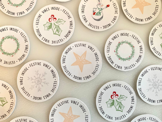 Christmas Labels Stickers, Small Business Winter Biz Packaging, Festive Envelope Sticker, Seasonal Stickers