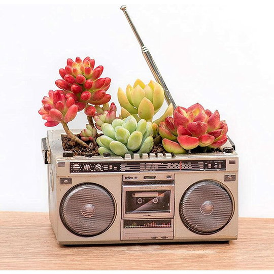 Flower Pots, Home Decor Pot,Stunningly Detailed Retro Art Plant Pots with Drainage,Colorful Resin Ornaments Flower Planter(Retro Tape Drive)