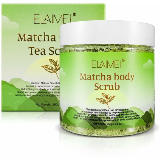 Matcha Body Scrub - 100% Natural Green Tea Face Body & Foot Scrub with Dead Sea Salt Exfoliator Moisturizes, Nourishes and Smoother Skin