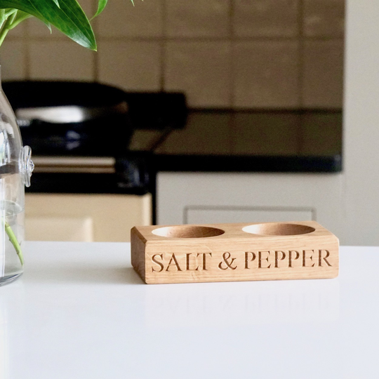 Engraved Wooden Salt And Pepper Bowls