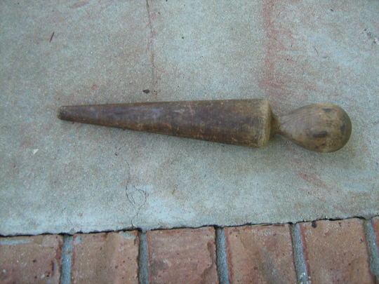 Estate Vintage Wood Pestle Or Masher. Solid Primitive Style Kitchen Utensil Used For Grinding Herbs, Mashing To Make A Paste