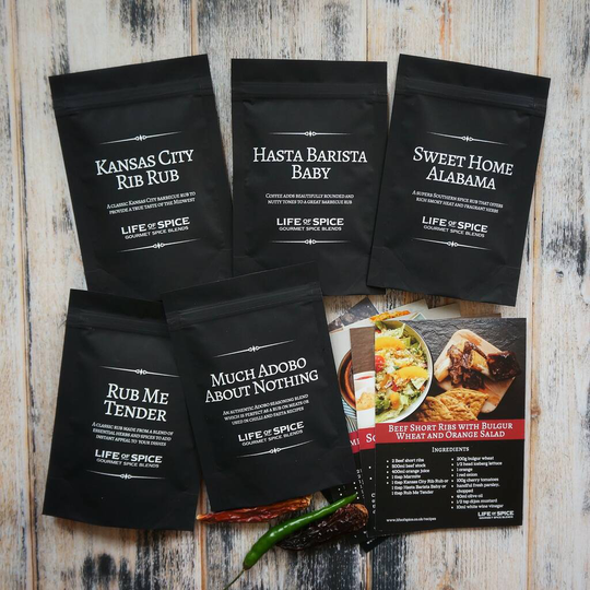 The Famous Five BBQ Rub Collection with Recipe Cards