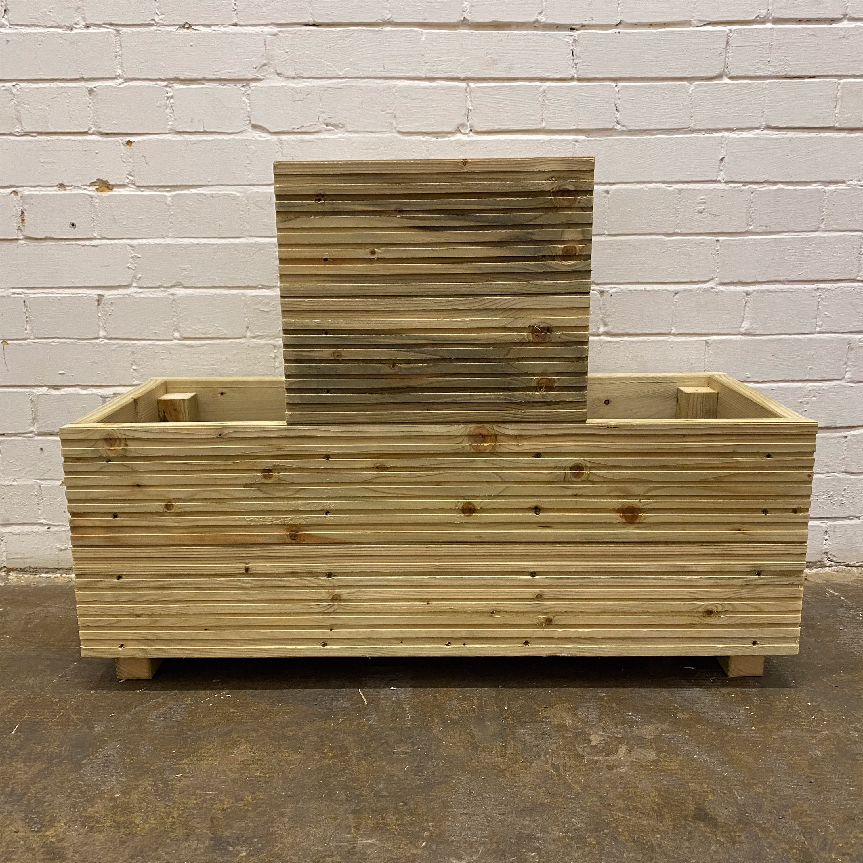 Large Garden Tiered Step Wooden Decking Patio Planter Trough Herb