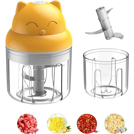 Mini Electric Food Chopper BPA-Free, usb Rechargeable Portable Food Processor for Onion Chili Herb Garlic, Small Cordless 3-layer blade Meat Grinder