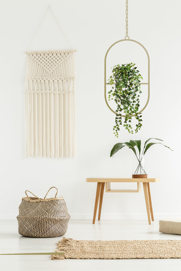 Gold Hanging Planter, Decor, Metal Home Living Room House Warming Gift, Boho Plant Holder