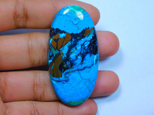 Rare Combination Of Chrysocolla Malachite Cabochon Top Quality Gemstone Hand Polish Loose Stone 116 Ct 58x29 Mm 7167