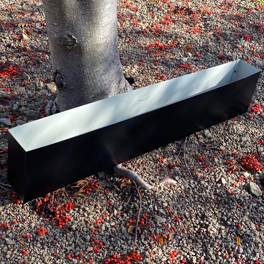 Black Metal Handmade Trough, Planter, With Rubber Trim 90cm L 19cm H 10cm D