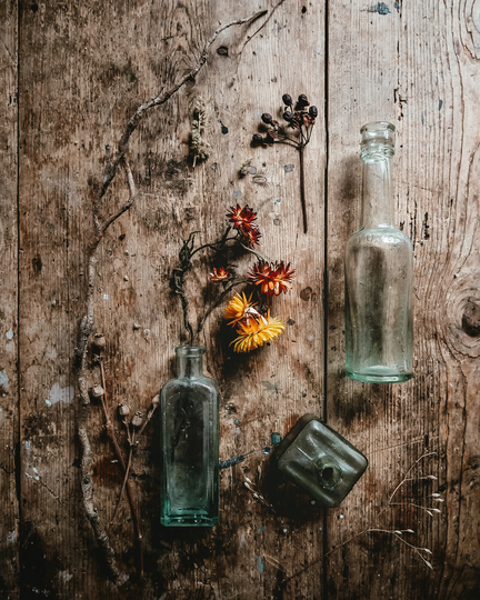 Collection Of Three Antique Victorian Glass Bottles