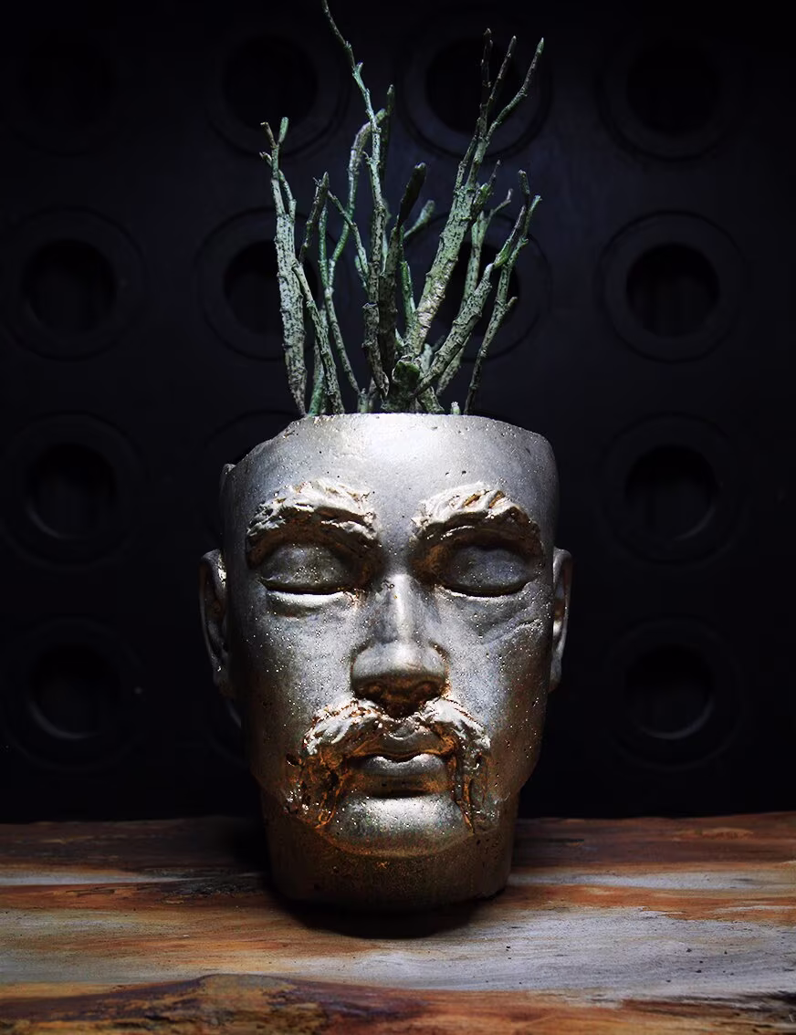 stefan - Head Flower Pot Men Pot, Sculpture Concrete Handmade Planter