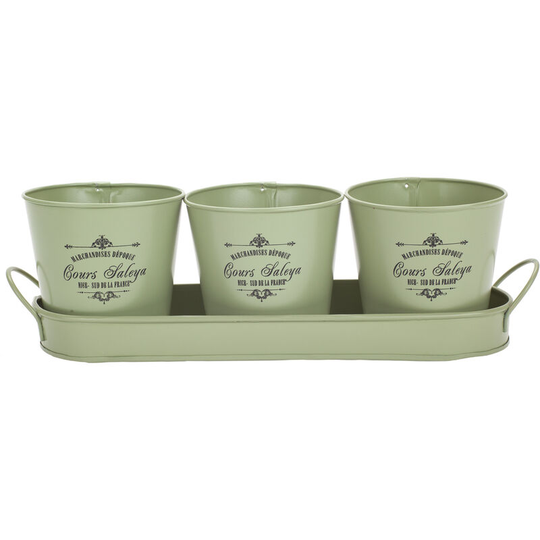 Vfm E-store - The Vintage Collection - Green Iron Planters Set of 3