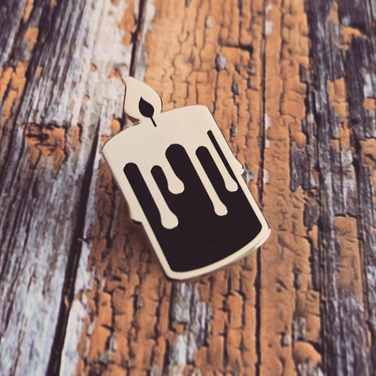 Golden Candle - Enamel Pin 1.25 Inch Magical Seance Fortune Teller Celestial Spell Casting Witch