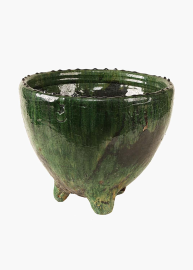 Moroccan Vintage Tamegroute Three Legged Planter, Handmade Ceramic Decor, Home Decor Pottery, Plant Pot, Indoor Pot, Christmas Gift