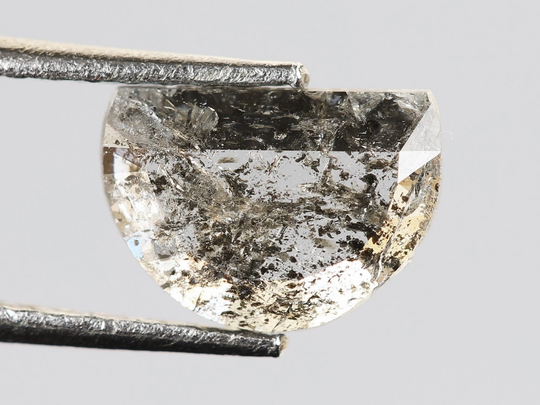 0.53 Ct, 7.3 X 5.2 1.3 Mm, Fancy Salt & Pepper Moon Shape Flat Polished Natural Loose Beautiful Diamond, Rustic R1484