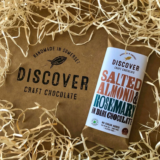 Salted Almond & Rosemary in Dark Chocolate - Discover Vegan Bar | Healthy Snack L No Added Sugar L Gift