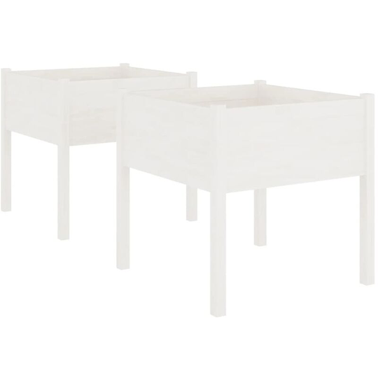 Vidaxl - Garden Planters 2 pcs White 70x70x70 cm Solid Pinewood White