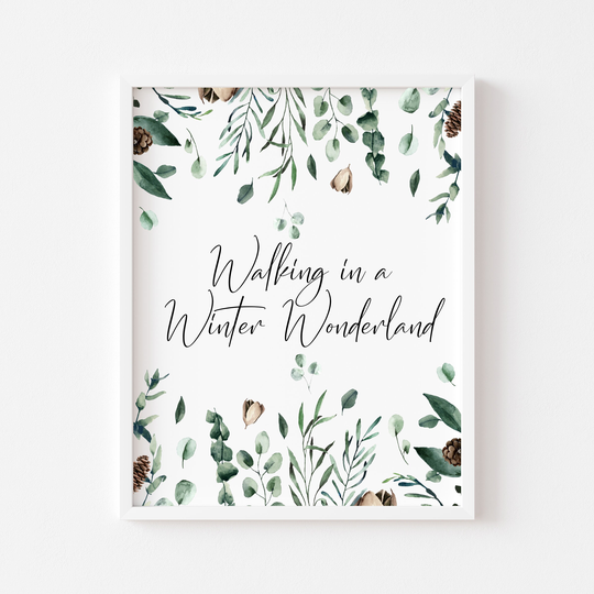 Walking in A Winter Wonderland Winter Foliage Seasonal Watercolour Unframed Print|Christmas Prints|Seasonal Decor|xmas Cards