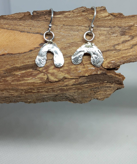 Silver Sycamore/Maple Seed Earrings, Helicopter Drop Real Earrings in Silver, Gift For Plant Lover, Made UK