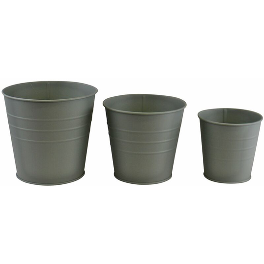 Rdss - Set of 3 Round Metal Planters, Green