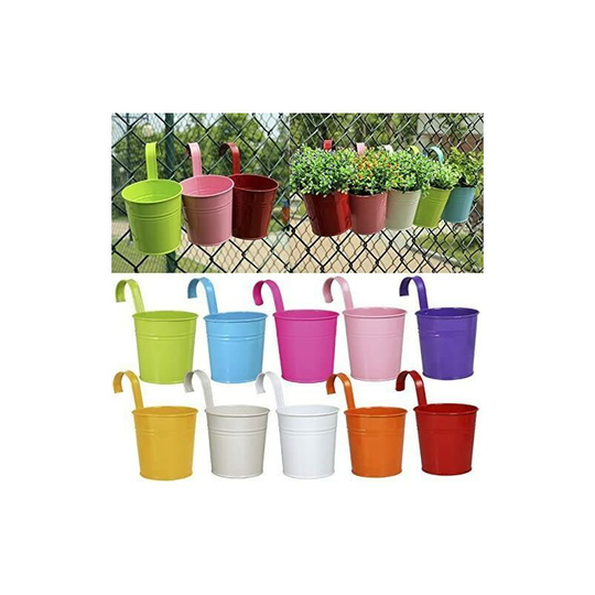 Echoo - 10 pc) Metal Iron Flower Pots Hanging Balcony Garden Home Decor