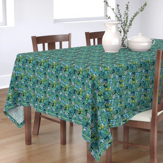 Modern Garden Tablecloth - Cats By Kostolom3000 Black Herb Botanical Summer Cotton Sateen Spoonflower