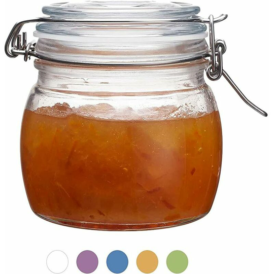 Storage Jars 0.5 l - Airtight Glass Jar with Clip| Herbs Spices Jam Preserves| Birthday Wedding Party Gifts Decorations. White