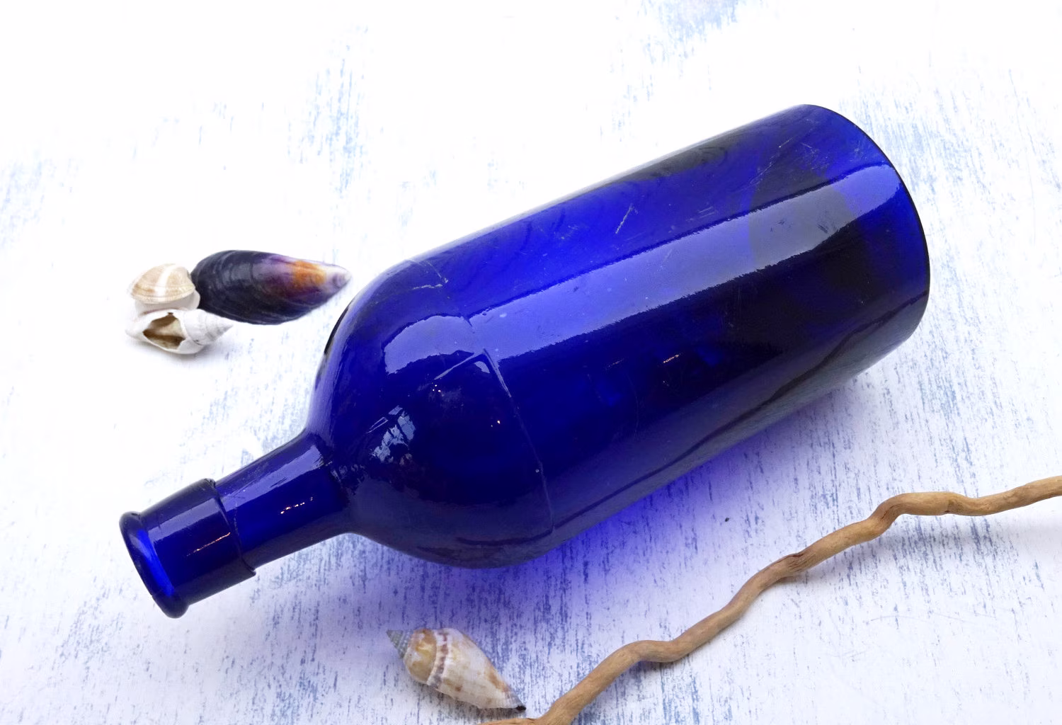 Antique Cobalt Blue Apothecary Bottle, Large Victorian Bristol Glass Chemist Medicine Druggist Collectable