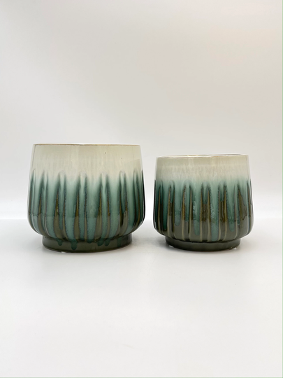 Alice Ocean Green Indoor Plant Pot, D14 cm, D18 Various Sizes House Plant Pot, Handmade, Unique Design, Mothers Day Gifts