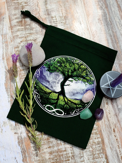 Spiritual Tree Of Life Green Crystal Bag