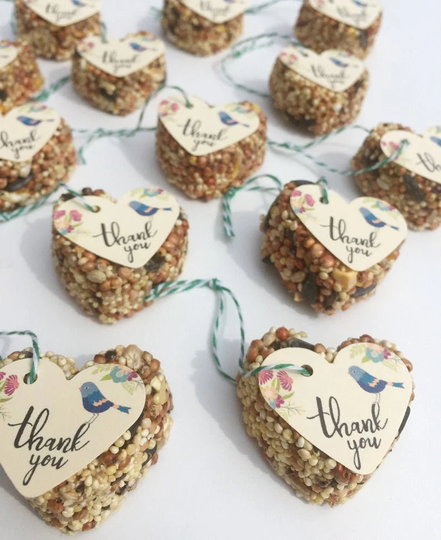 40 Guest Custom Favors, Bird Seed Heart Shaped Favor Mini, Rustic Favor, Party Shower