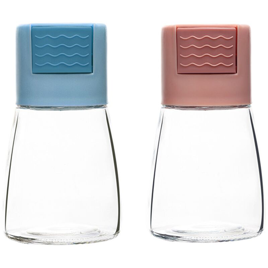 Farmhouse Salt and Pepper Shakers for Kitchen Counter - Easy Refilling Card Pink + Card Blue
