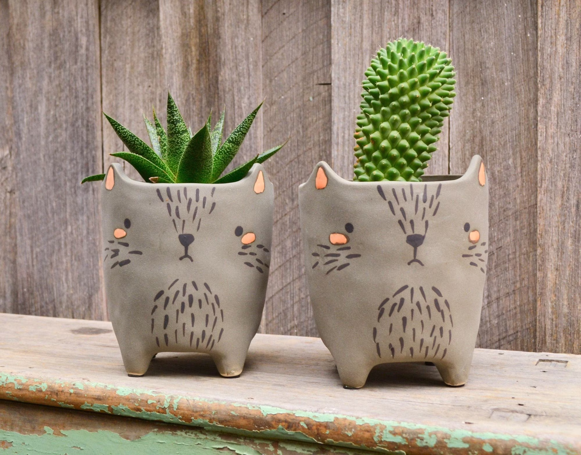 Handmade Charcoal Grey Ceramic Henry Hamster Footed Planter