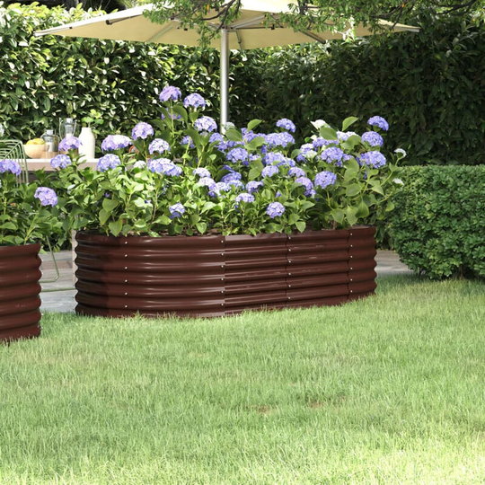 Garden Planter Powder-coated Steel 152x80x36 cm Brown