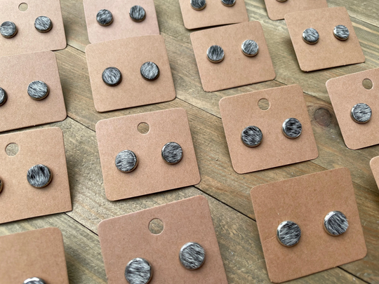 Cowhide Stud Earrings | Salt & Pepper
