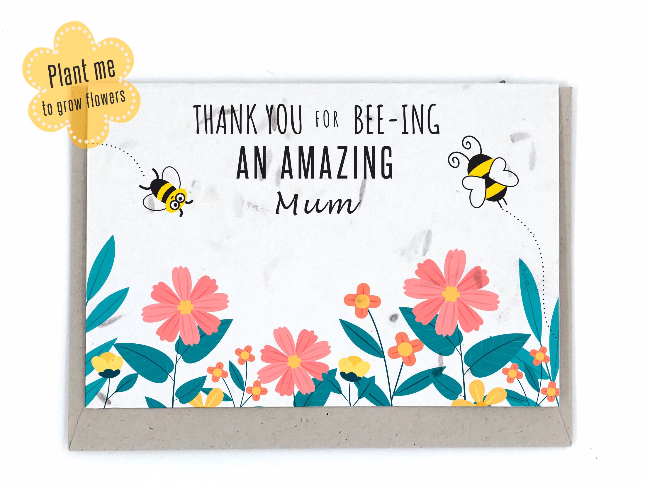 Plantable Card, Seed Paper, Thank You, Mum, Dad, Daughter | Eco-Friendly, Biodegradable