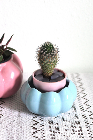 Light Blue Planter - Alamo Pottery Blue Planter Scalloped Small Pot Baby Plant Gift Ceramic