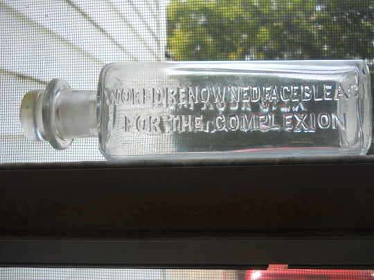 1800 Collectible Clear Rare Medicine For Your Face Bottle, World Renowned Bleach The Complexion, Madame A. Ruppert New York City