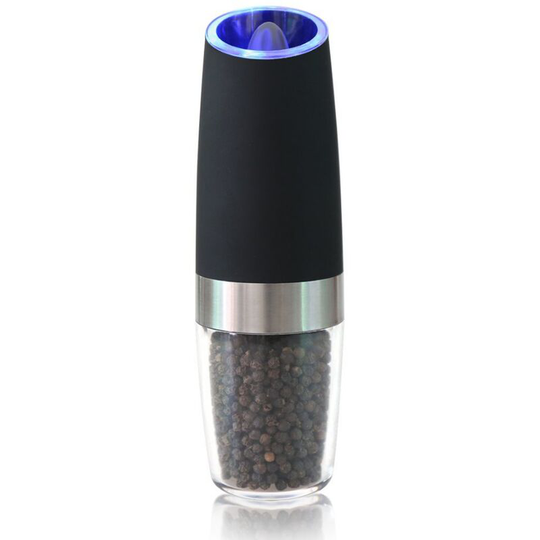 Gravity Electric Salt and Pepper Grinder Set with Adjustable Automatic Pepper and Salt Mill black