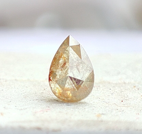 3.3x4.7 Mm Yellow Salt Pepper Diamond Rose Cut Pears Shape Gemstone Loose Jewelry Das6815 Dc