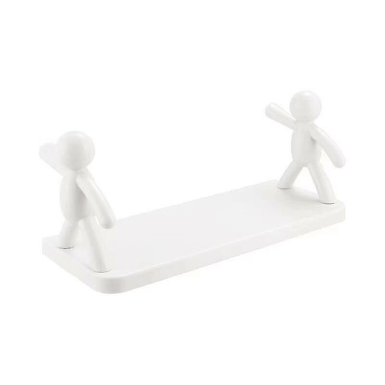 Thsinde - wall-mounted Human Shaped Shelf Bathroom Free Punching Wall Rack Kitchen Vinegar Bottle Seasoning Bottle Storage Organizer, White, 33*13.
