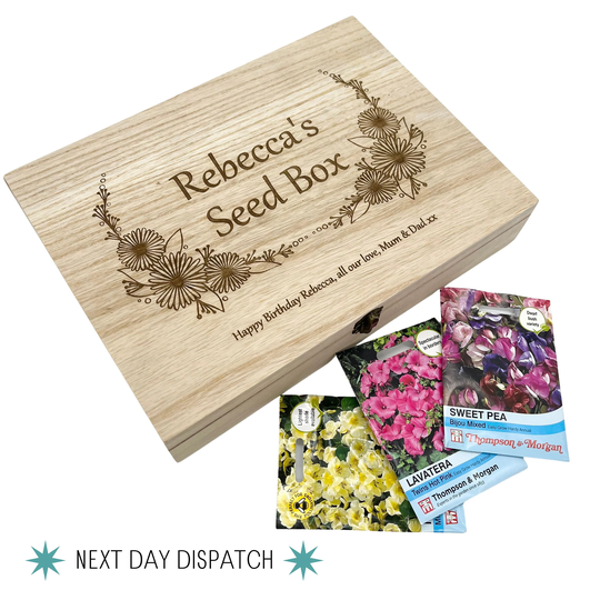 Personalised Gardening Gift, Seed Box With Message For Garden, Allotment Or Greenhouse. Grandma, Grandad, Lovers