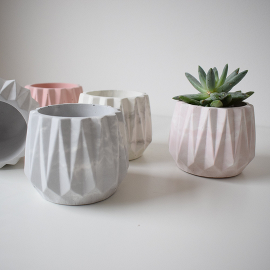 Concrete Faceted Geo Planter | Plant Pot