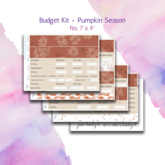 Monthly Budget Kit 7x9 - Pumpkin Season | Stickers Planner