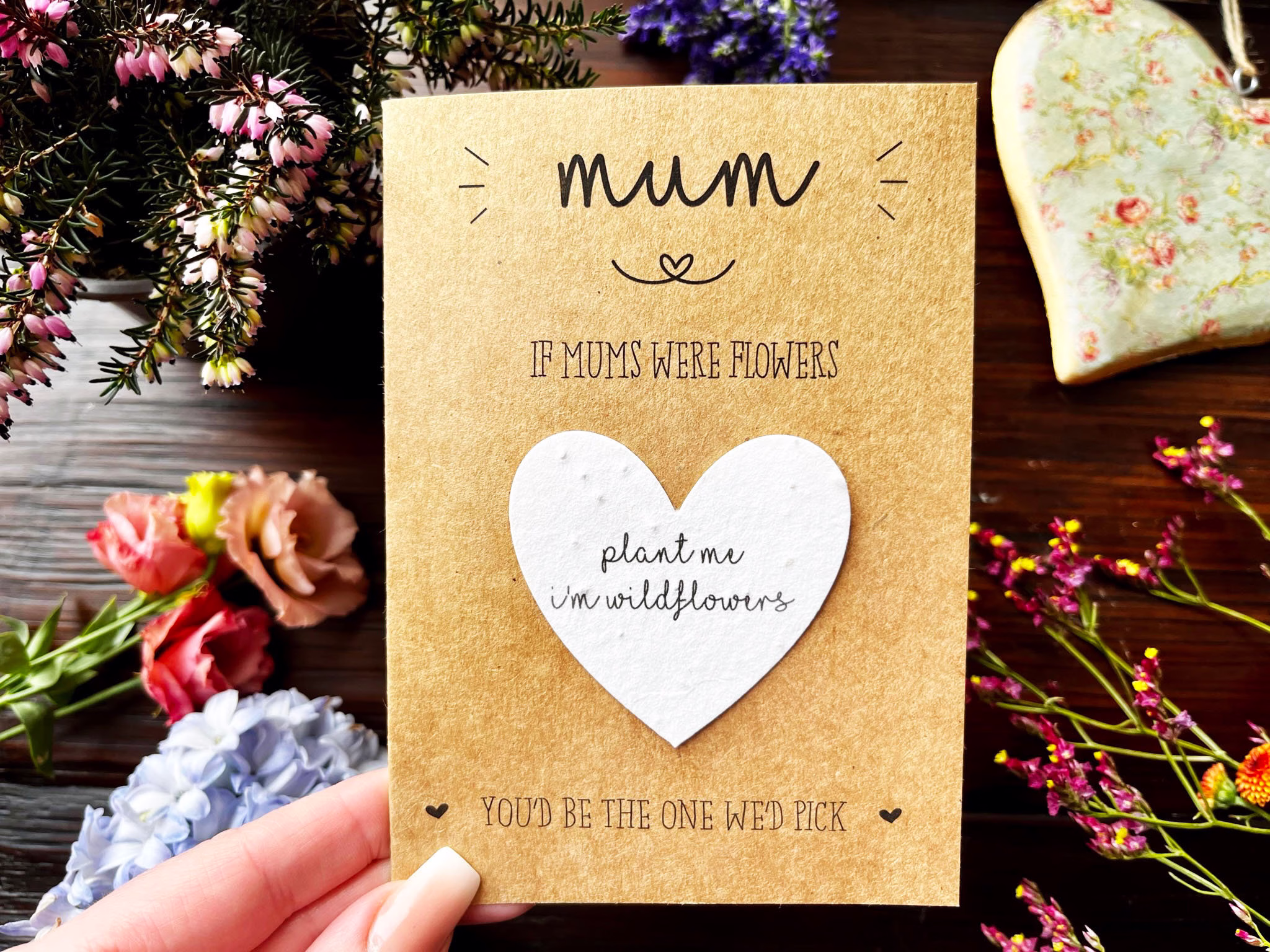 Seeded Heart Gift Card For Mum - Plant The & Grow Wildflowers Perfect Mothers Day, Birthday Or Christmas