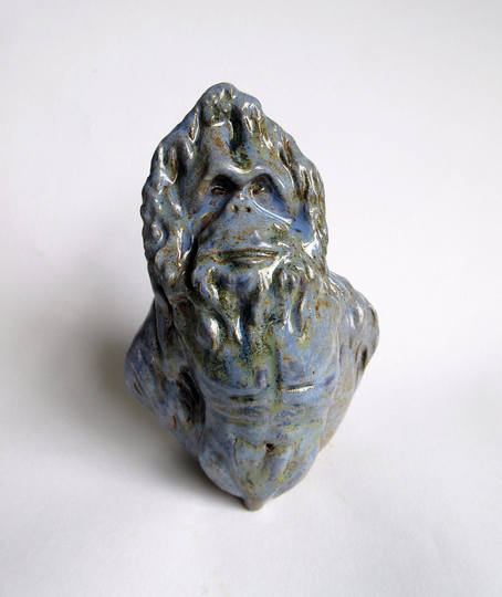 Novelty Blue Orangutan Man Hybrid Pot - Hand Built Ceramic Pot/ Vase Artisan Pottery Rustic Wonky Pots Animal