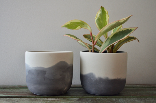 stormy Skies Concrete Planter, Neutral Pot, Medium Planter With Drainage, 4 Inch Pots For Plants, Small Plant